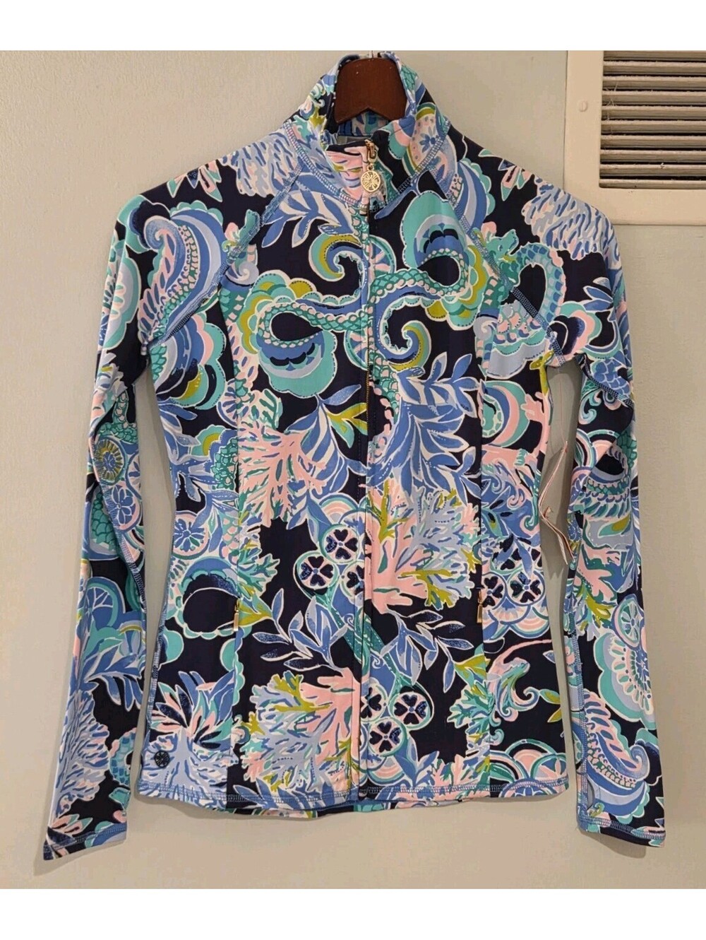 Lilly Pulitzer XXS Bright Navy Sirens And Spirits Serena Jacket Luxletic